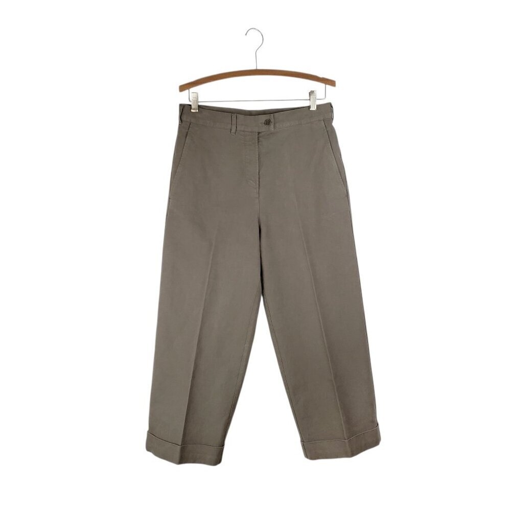 Aspesi Straight Leg Cuffed Trouser Pants Cropped Gray Heavy Cotton Womens 42